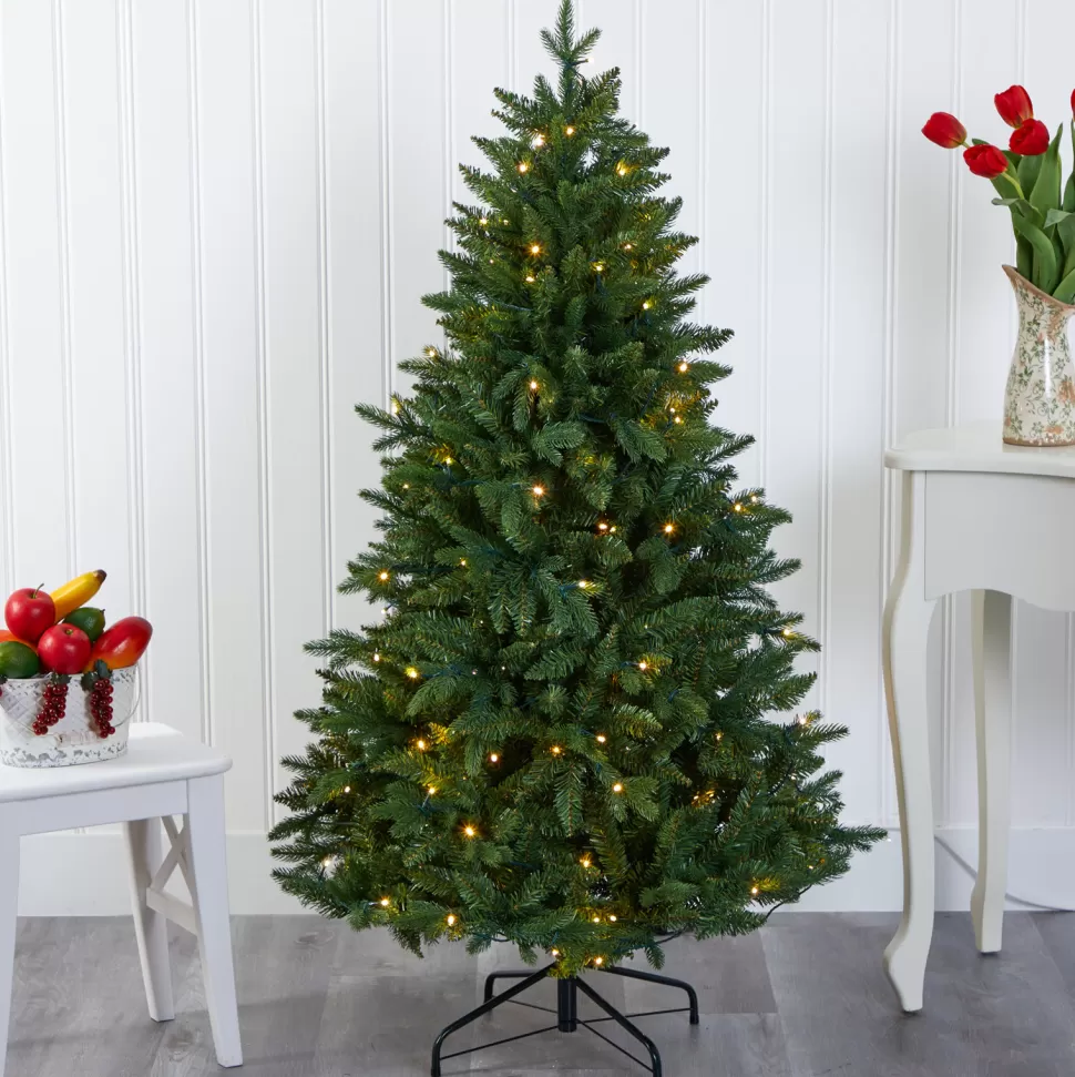 Best The Holiday Aisle Green Fir Artificial Christmas Tree With Clear/White Lights