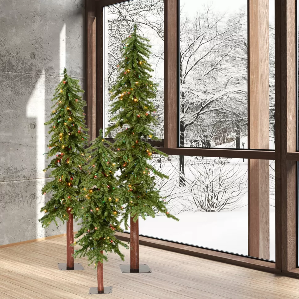 Fashion The Holiday Aisle Green Pine Artificial Christmas Tree With Multi-Colored Mini Lights