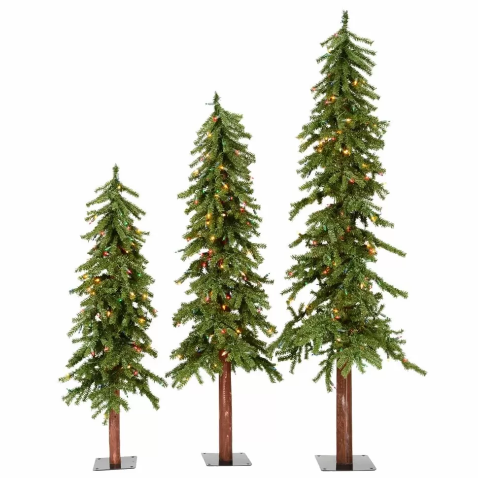 Fashion The Holiday Aisle Green Pine Artificial Christmas Tree With Multi-Colored Mini Lights