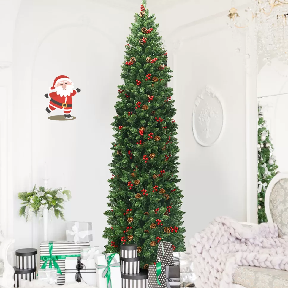 Cheap The Holiday Aisle Green Pine Cashmere Christmas Tree With 150 Led Lights And Pinecones