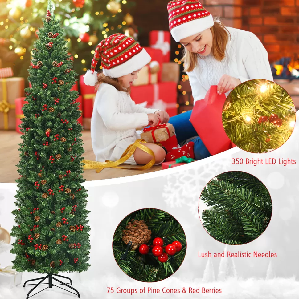 Cheap The Holiday Aisle Green Pine Cashmere Christmas Tree With 150 Led Lights And Pinecones