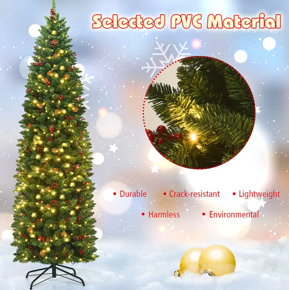 Cheap The Holiday Aisle Green Pine Cashmere Christmas Tree With 150 Led Lights And Pinecones