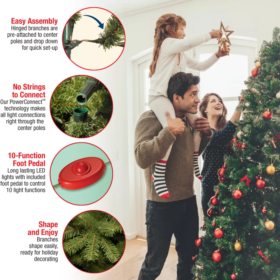 New The Holiday Aisle Green Realistic Artificial Pine Christmas Tree With Dual Color Led Lights