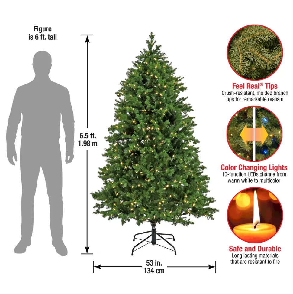 New The Holiday Aisle Green Realistic Artificial Pine Christmas Tree With Dual Color Led Lights