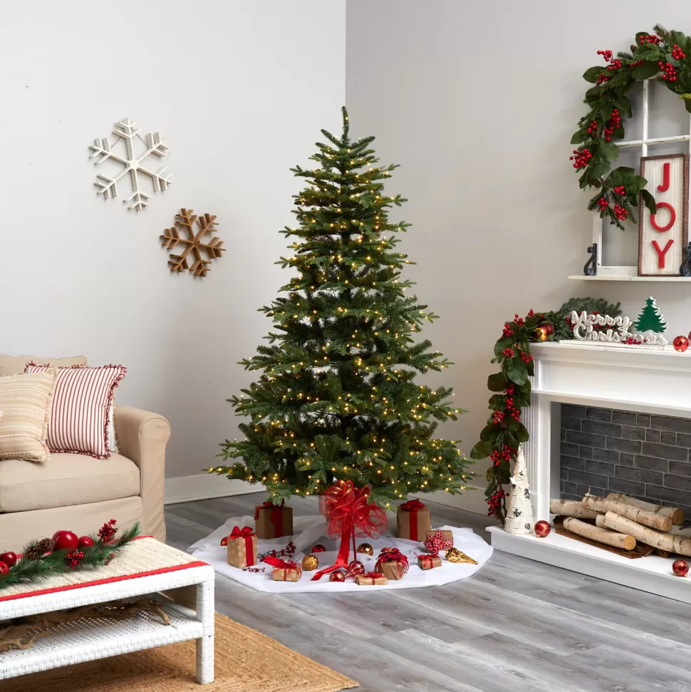 Flash Sale The Holiday Aisle Green Realistic Artificial Spruce Cashmere Christmas Tree With 650 Led Lights