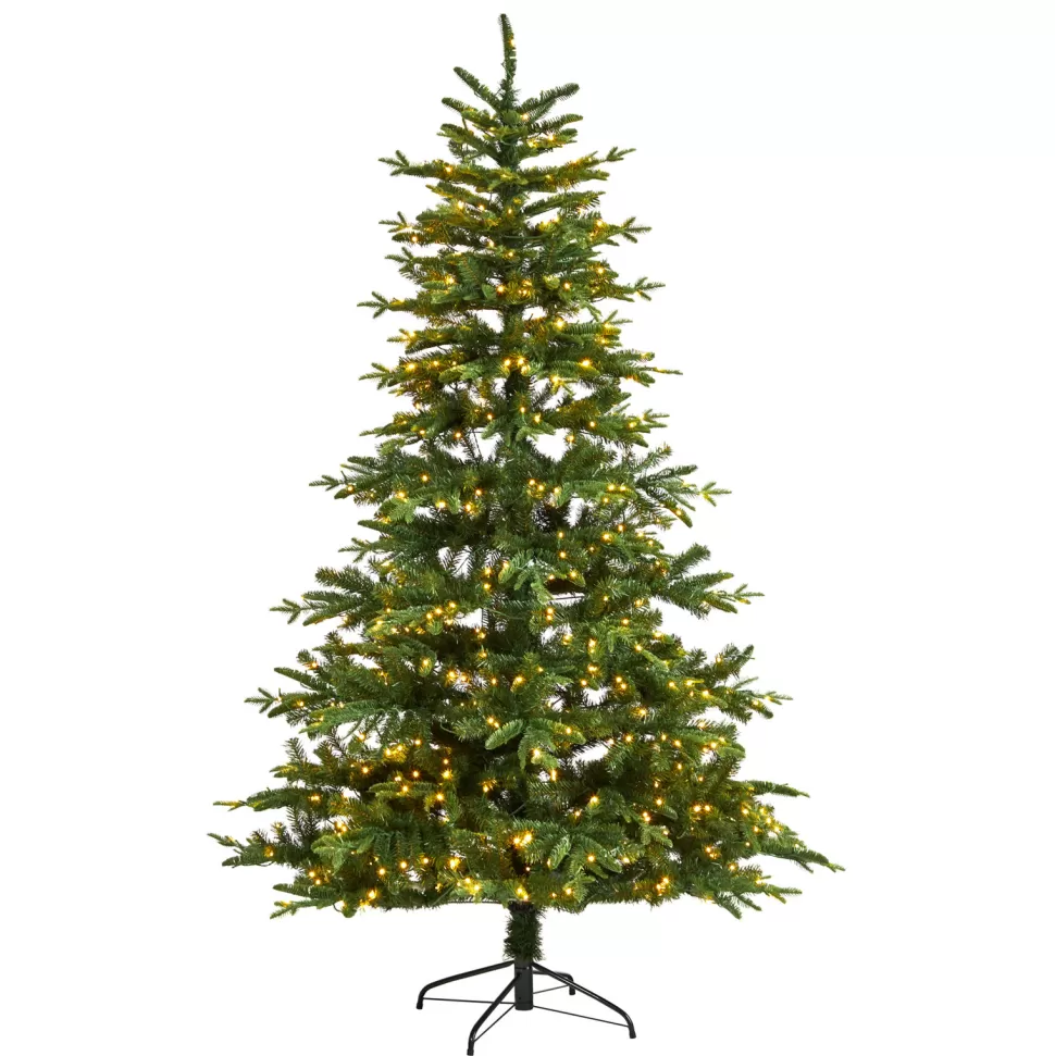 Flash Sale The Holiday Aisle Green Realistic Artificial Spruce Cashmere Christmas Tree With 650 Led Lights