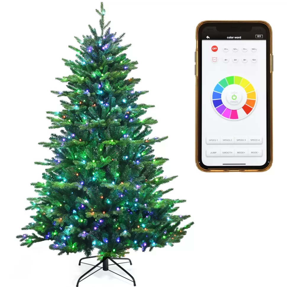 Flash Sale The Holiday Aisle Green Realistic Cashmere Christmas Tree With Led Lights