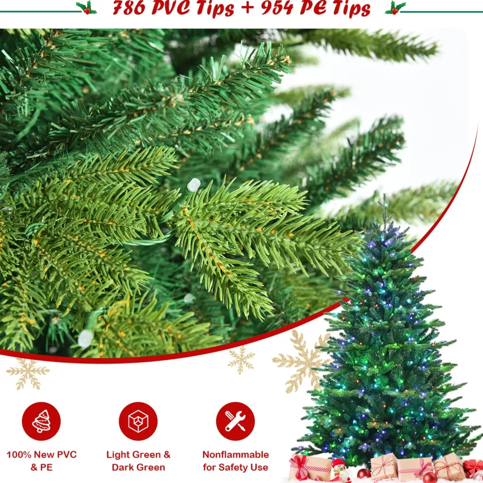 Flash Sale The Holiday Aisle Green Realistic Cashmere Christmas Tree With Led Lights