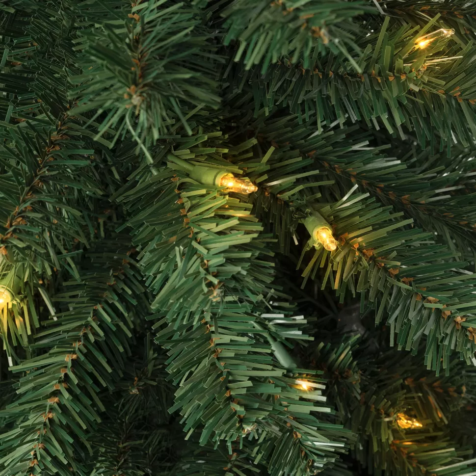 New The Holiday Aisle Green Slim Pre-Lit Artificial Christmas Tree, Warm Lighted Artificial Fir Christmas Tree With Stand
