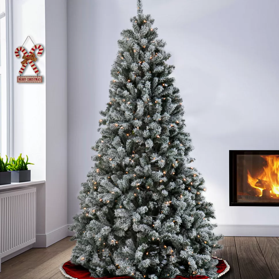 Discount The Holiday Aisle Green Spruce Flocked/Frosted Christmas Tree With 450 Lights