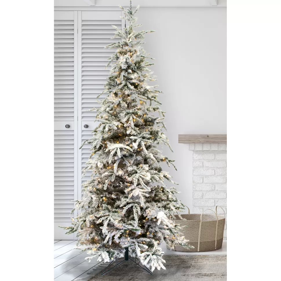 Hot Kelly Clarkson Home Green/White Realistic Artificial Pine Flocked/Frosted Christmas Tree With Lights
