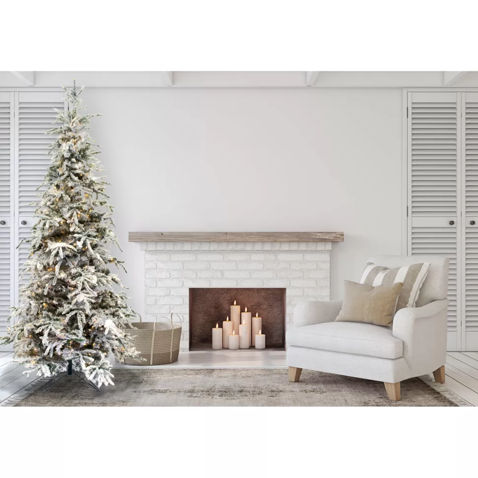 Hot Kelly Clarkson Home Green/White Realistic Artificial Pine Flocked/Frosted Christmas Tree With Lights