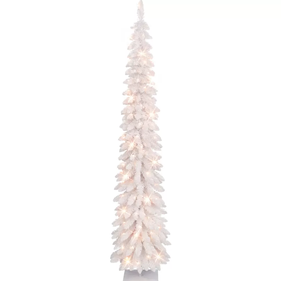 Online The Holiday Aisle Gualberto 7' H Slender White Pine Christmas Tree With 150 Lights