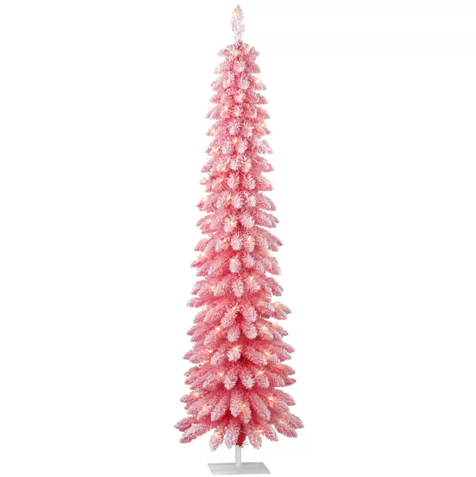 Cheap The Holiday Aisle Gwendia Slender Pink Pine Christmas Tree With 100 Lights