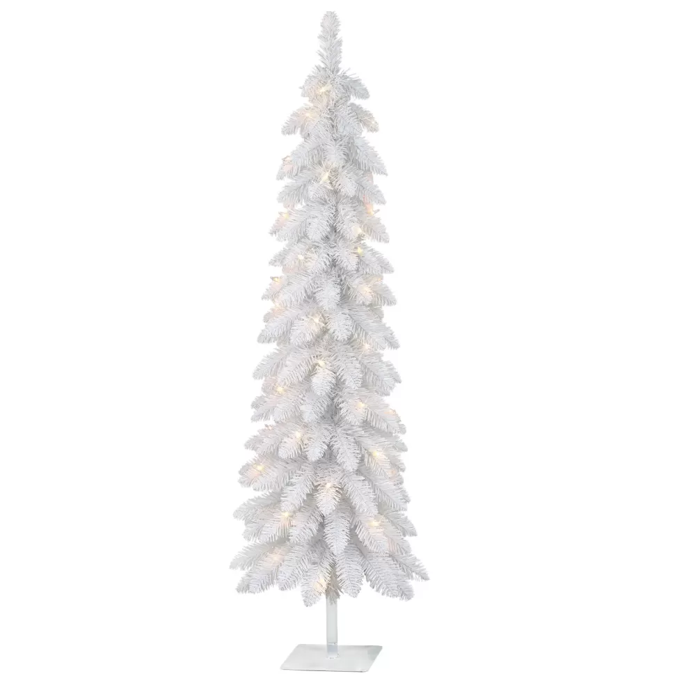 Store The Holiday Aisle Gwinda 4' H Slender White Pine Christmas Tree With 50 Lights