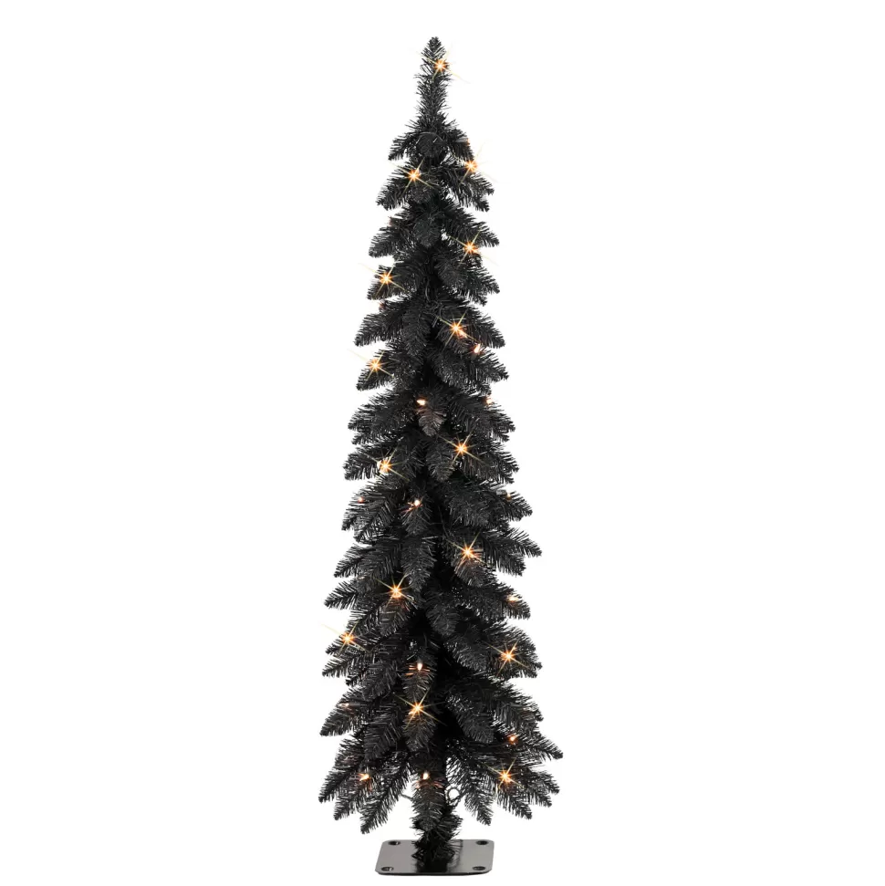 Store The Holiday Aisle Hailynn 4' H Slender Black Pine Christmas Tree With 50 Lights