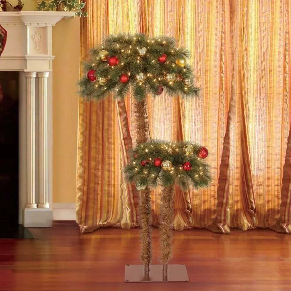 Hot The Holiday Aisle Home Heritage 5' And 3' Prelit Artificial Double Christmas Palm Trees 150 Lights