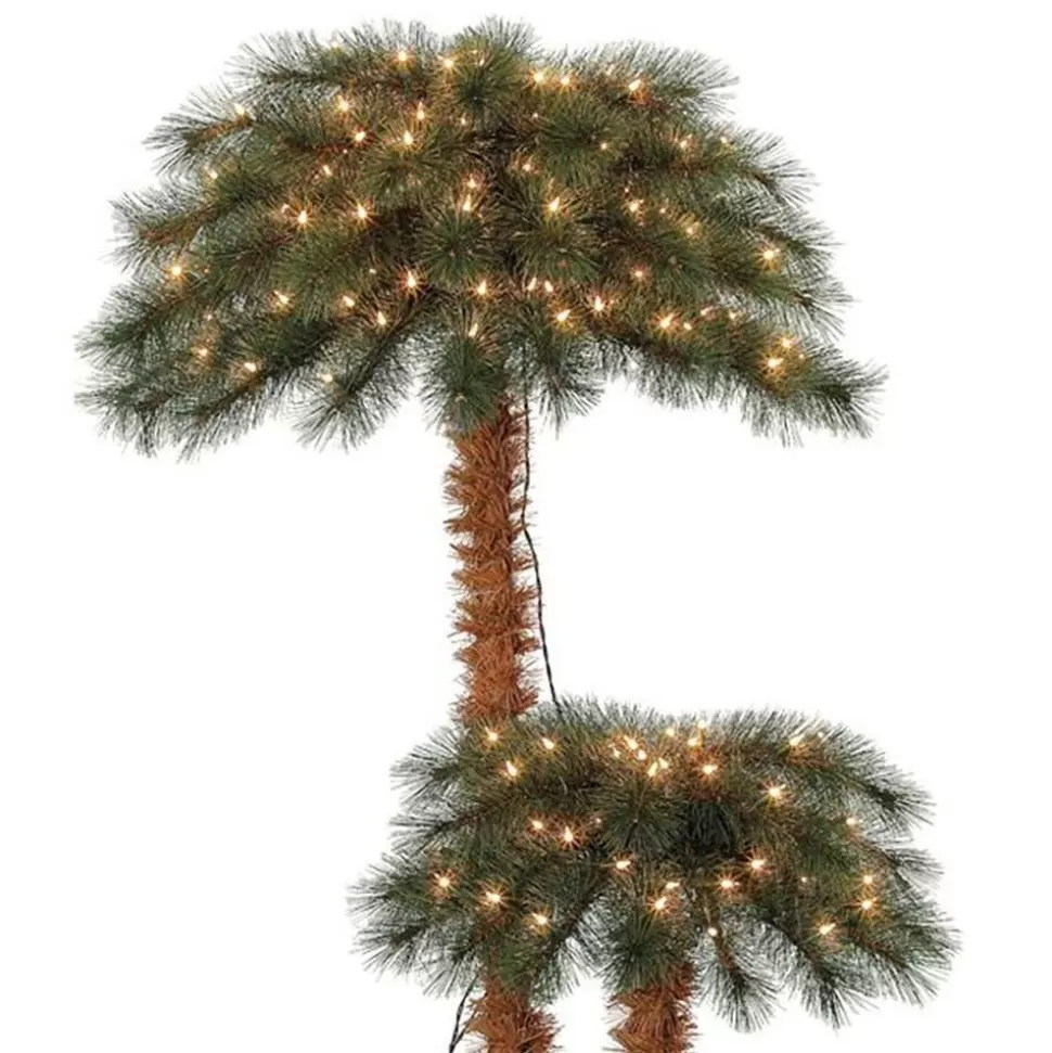 Hot The Holiday Aisle Home Heritage 5' And 3' Prelit Artificial Double Christmas Palm Trees 150 Lights