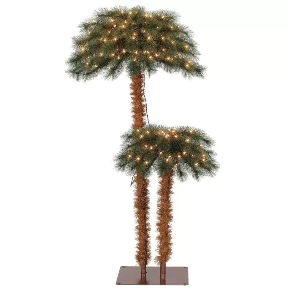 Hot The Holiday Aisle Home Heritage 5' And 3' Prelit Artificial Double Christmas Palm Trees 150 Lights