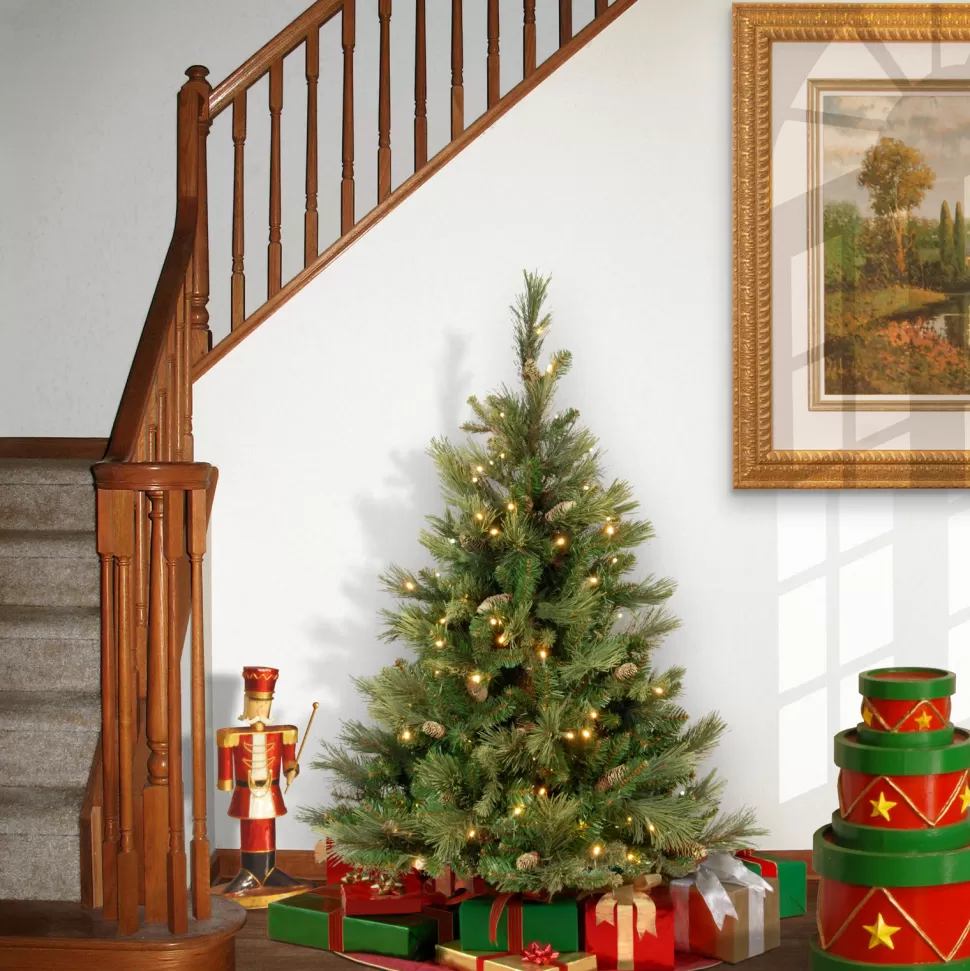 Clearance Steelside Isenhour Extra Full Green Tree Family Flocked/Frosted Christmas Tree And Pinecones