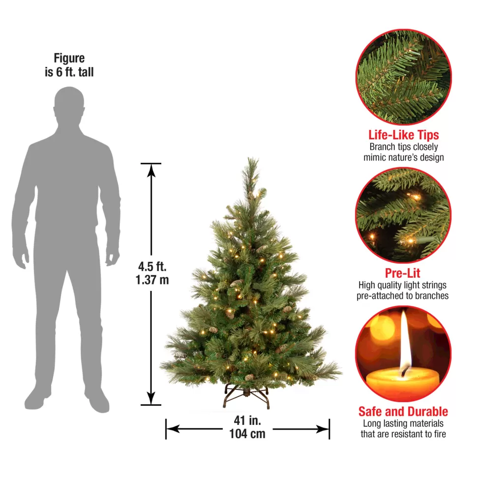 Clearance Steelside Isenhour Extra Full Green Tree Family Flocked/Frosted Christmas Tree And Pinecones