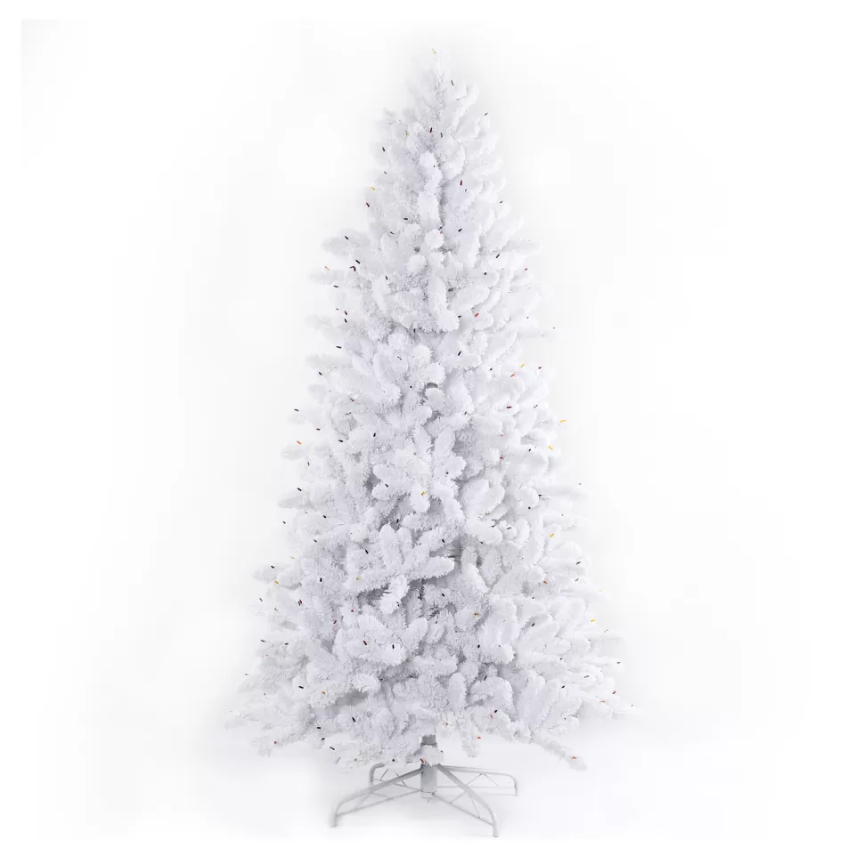 Outlet Martha Stewart Flocked White Spruce Artificial Christmas Tree With Multi-Color Lights