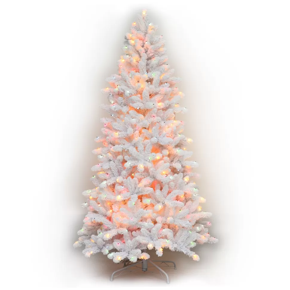 Outlet Martha Stewart Flocked White Spruce Artificial Christmas Tree With Multi-Color Lights