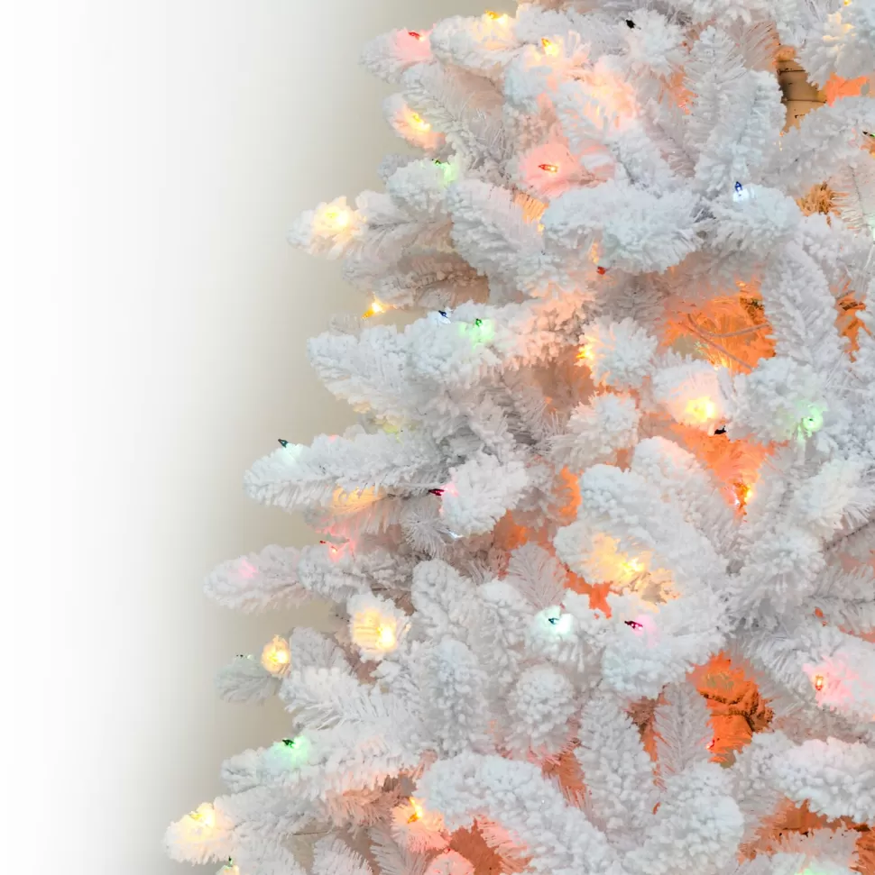 Outlet Martha Stewart Flocked White Spruce Artificial Christmas Tree With Multi-Color Lights