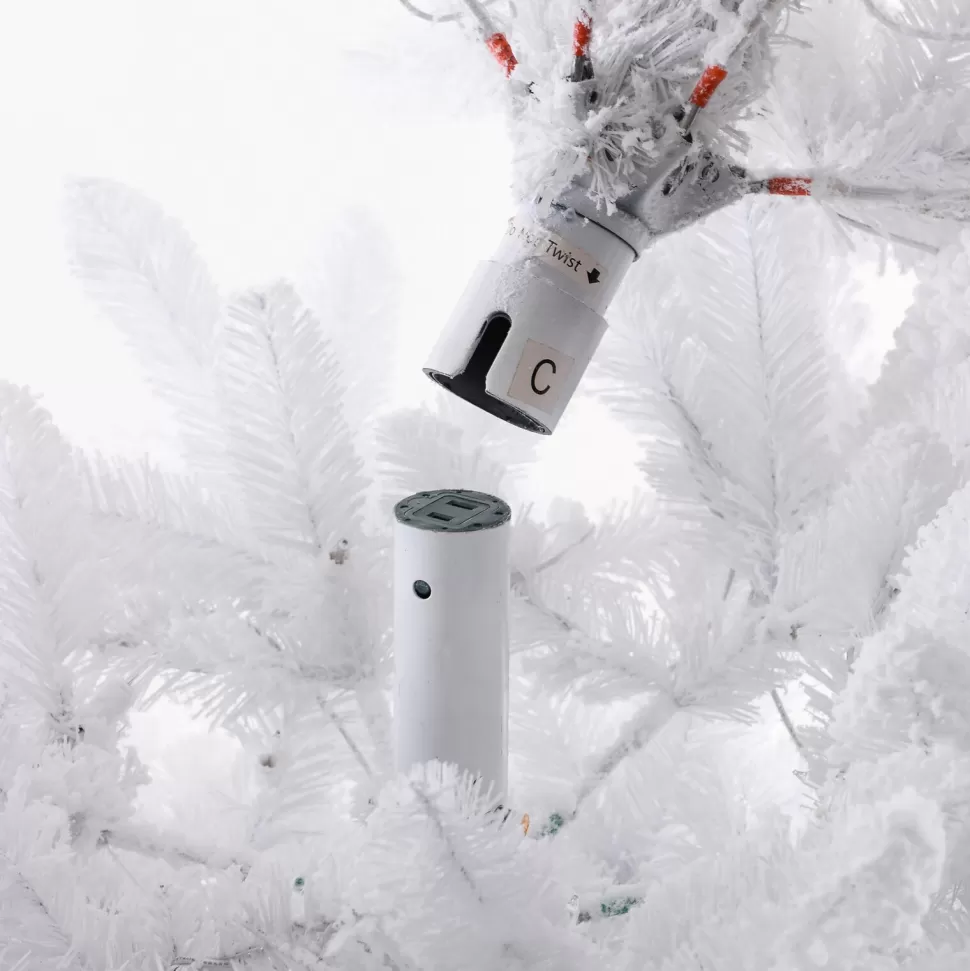 Outlet Martha Stewart Flocked White Spruce Artificial Christmas Tree With Multi-Color Lights