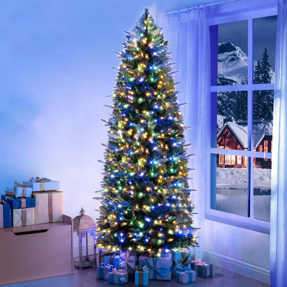 Cheap The Holiday Aisle Multi-Color Fir Christmas Trees With Foot Pedal & Stand Pre-Lit Lighted Artificial Christmas Tree