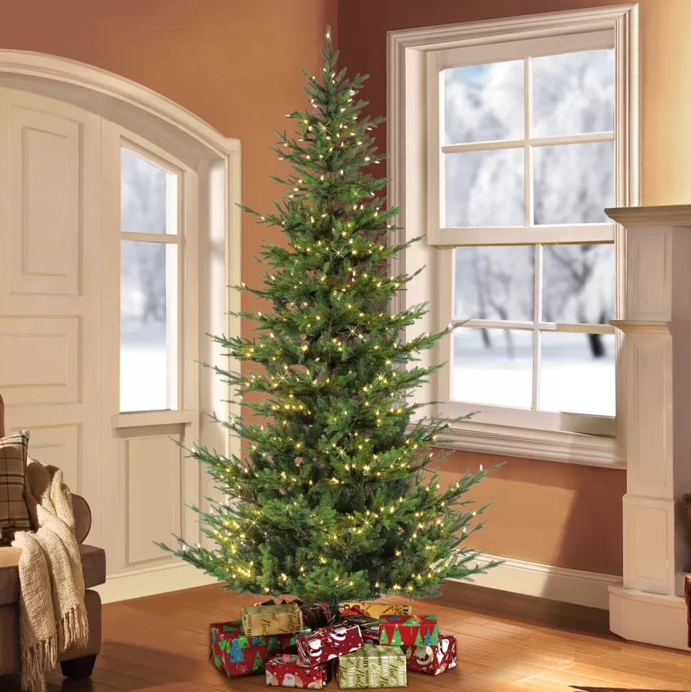 New The Holiday Aisle Natural 7.5' Green Fir Artificial Christmas Tree With 700 Clear And White Lights