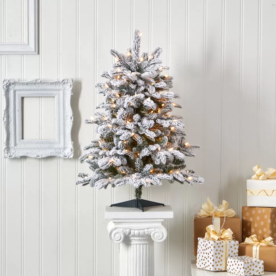 Cheap The Holiday Aisle North Carolina 8' Flocked Fir Artificial Christmas Tree With 650 Clear/White Light