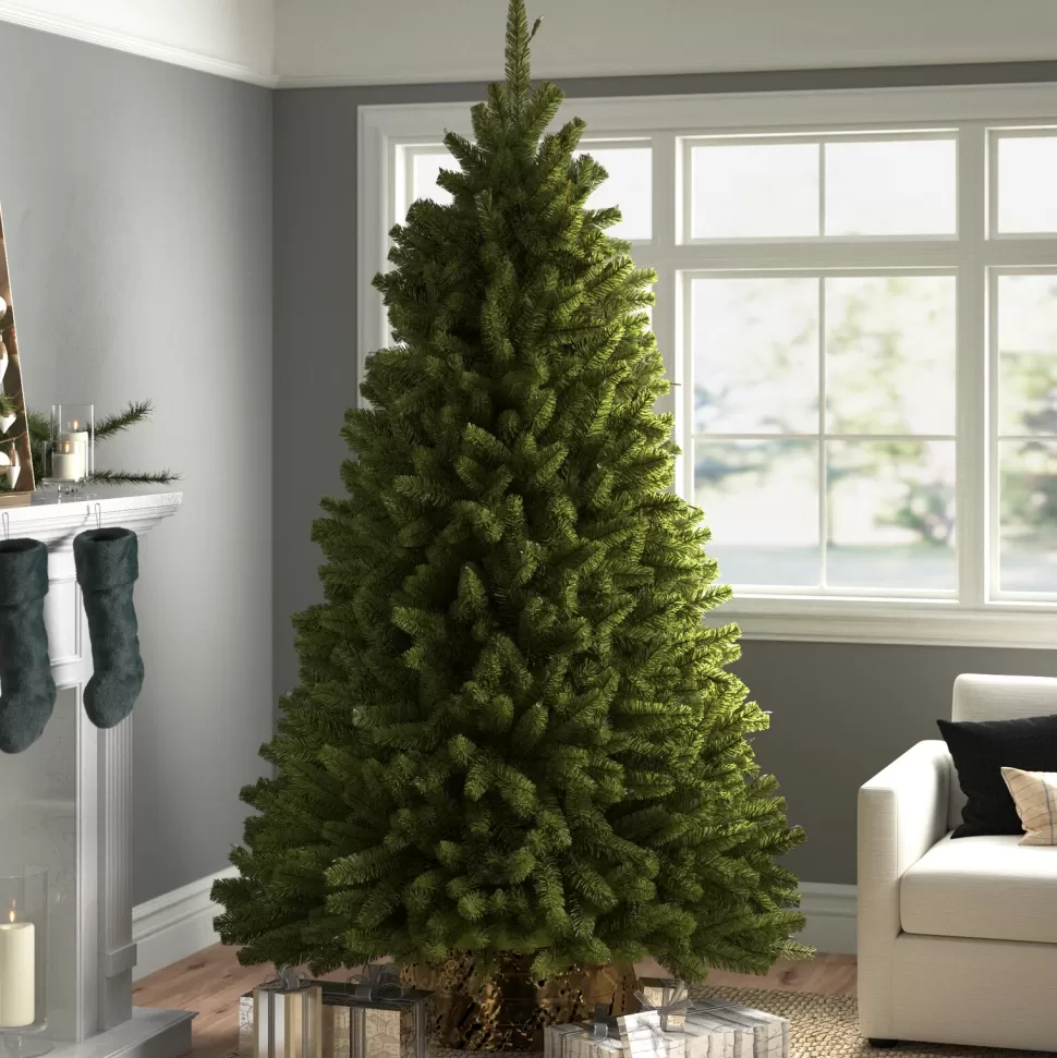 Cheap Three Posts North Valley Lighted Artificial Green Spruce Christmas Tree - Stand Included
