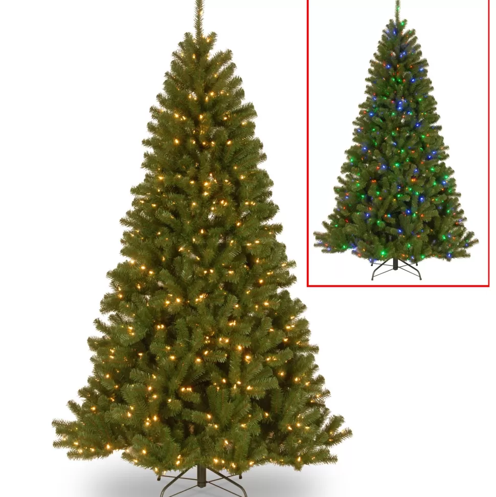 Cheap Three Posts North Valley Lighted Artificial Green Spruce Christmas Tree - Stand Included