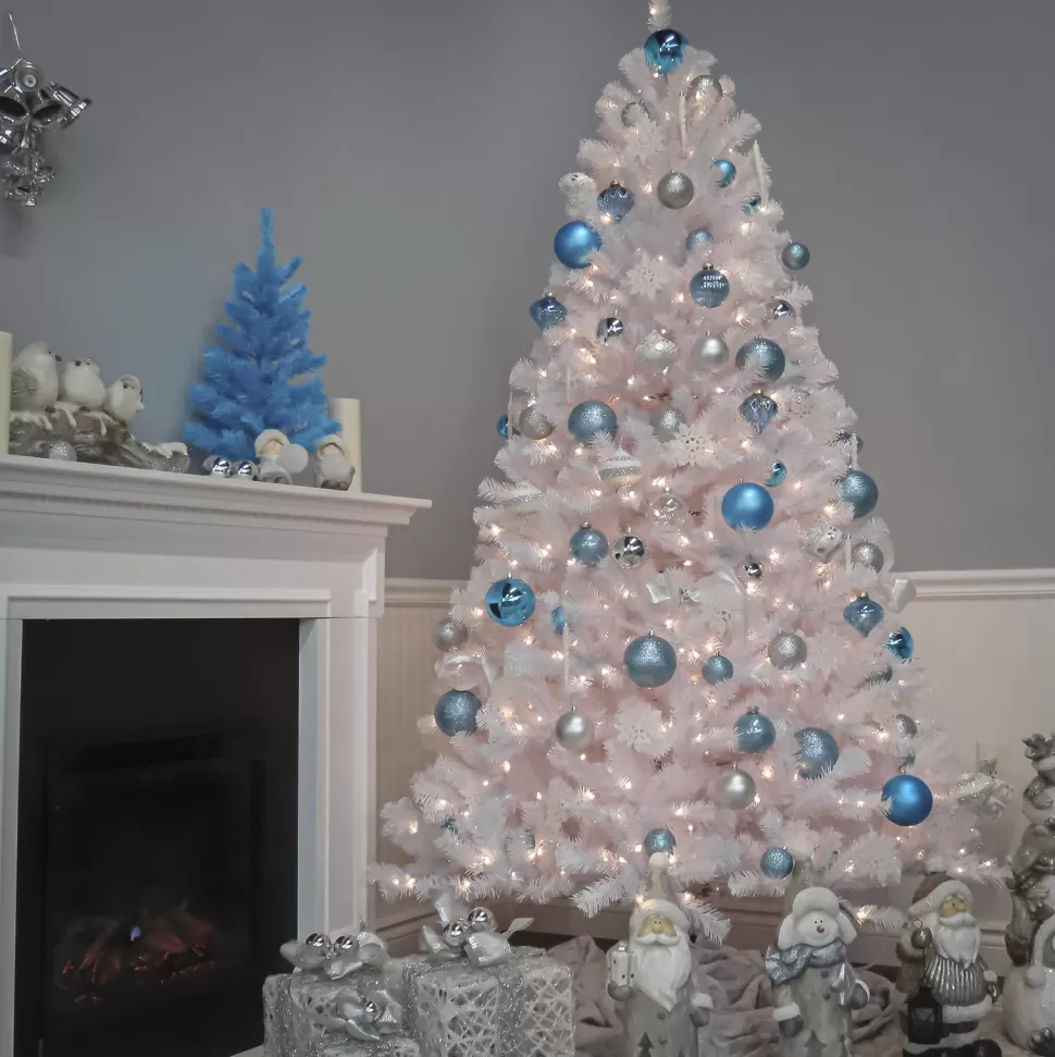 Shop Etta Avenue North Valley White Artificial Spruce Christmas Tree With Lights