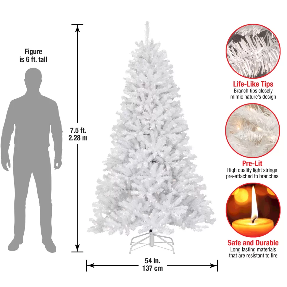 Shop Etta Avenue North Valley White Artificial Spruce Christmas Tree With Lights
