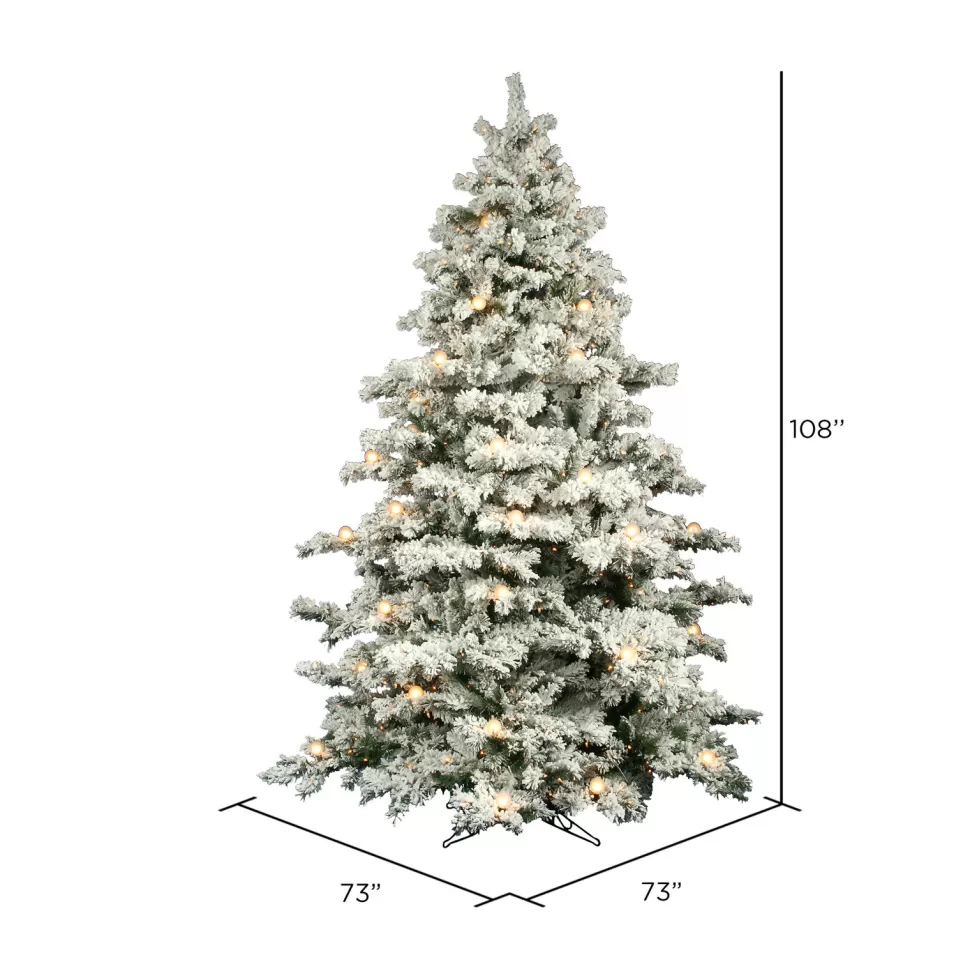 Best Mercury Row Oakman 9' H Extra Full White/Green Artificial Spruce Christmas Tree With 950 Incandescent Lights