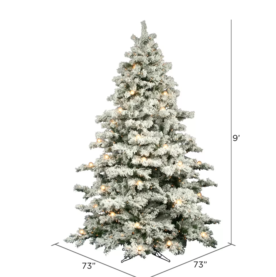 Best Mercury Row Oakman 9' H Extra Full White/Green Artificial Spruce Christmas Tree With 950 Incandescent Lights