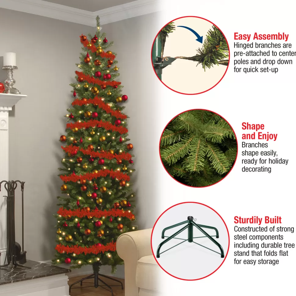 Cheap The Holiday Aisle Ogburn 90" H Green Fir Christmas Tree 450 Lights Led Lights