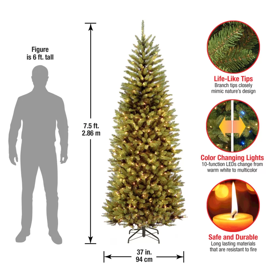 Cheap The Holiday Aisle Ogburn 90" H Green Fir Christmas Tree 450 Lights Led Lights
