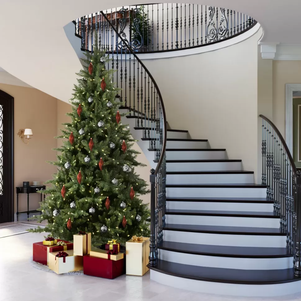 Best Sale The Twillery Co. Peabody 8' 5'' H Green Fir Artificial Christmas Tree With 1050 White Lights