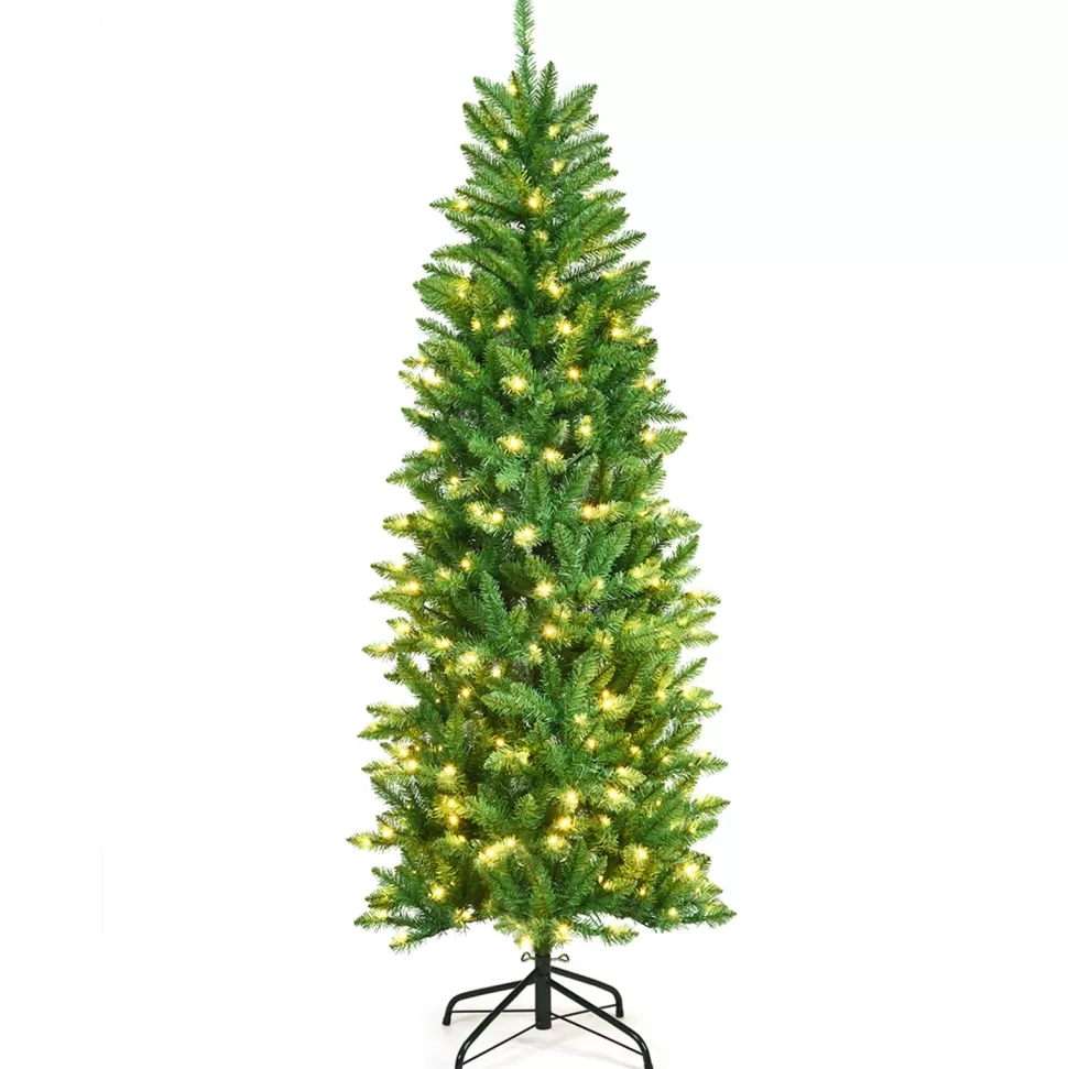 Online The Holiday Aisle Pencil 6' Green Pine Artificial Christmas Tree With 250 White Lights
