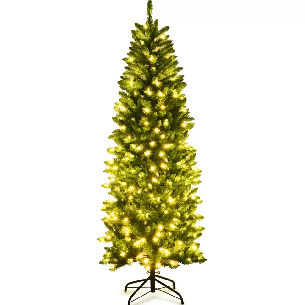 Online The Holiday Aisle Pencil 6' Green Pine Artificial Christmas Tree With 250 White Lights