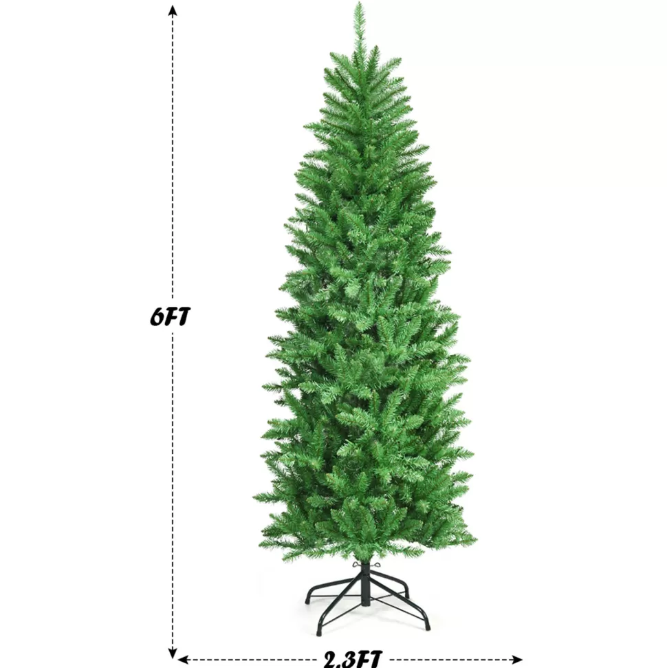 Online The Holiday Aisle Pencil 6' Green Pine Artificial Christmas Tree With 250 White Lights