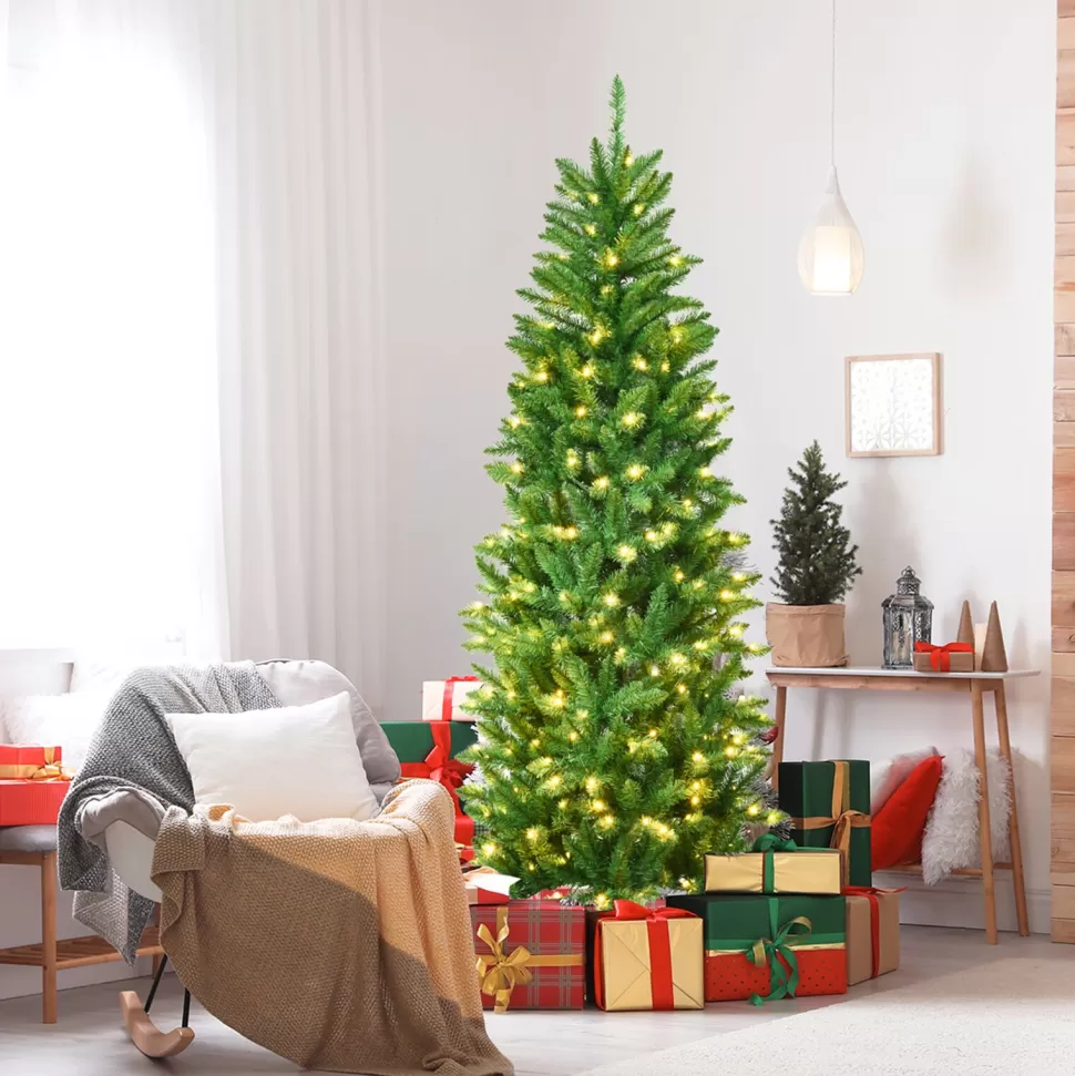 Online The Holiday Aisle Pencil 6' Green Pine Artificial Christmas Tree With 250 White Lights