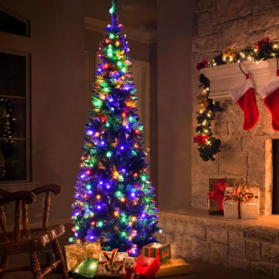Online The Holiday Aisle Pencil 7.5' Green Fir Artificial Christmas Tree With Multi-Color Lights