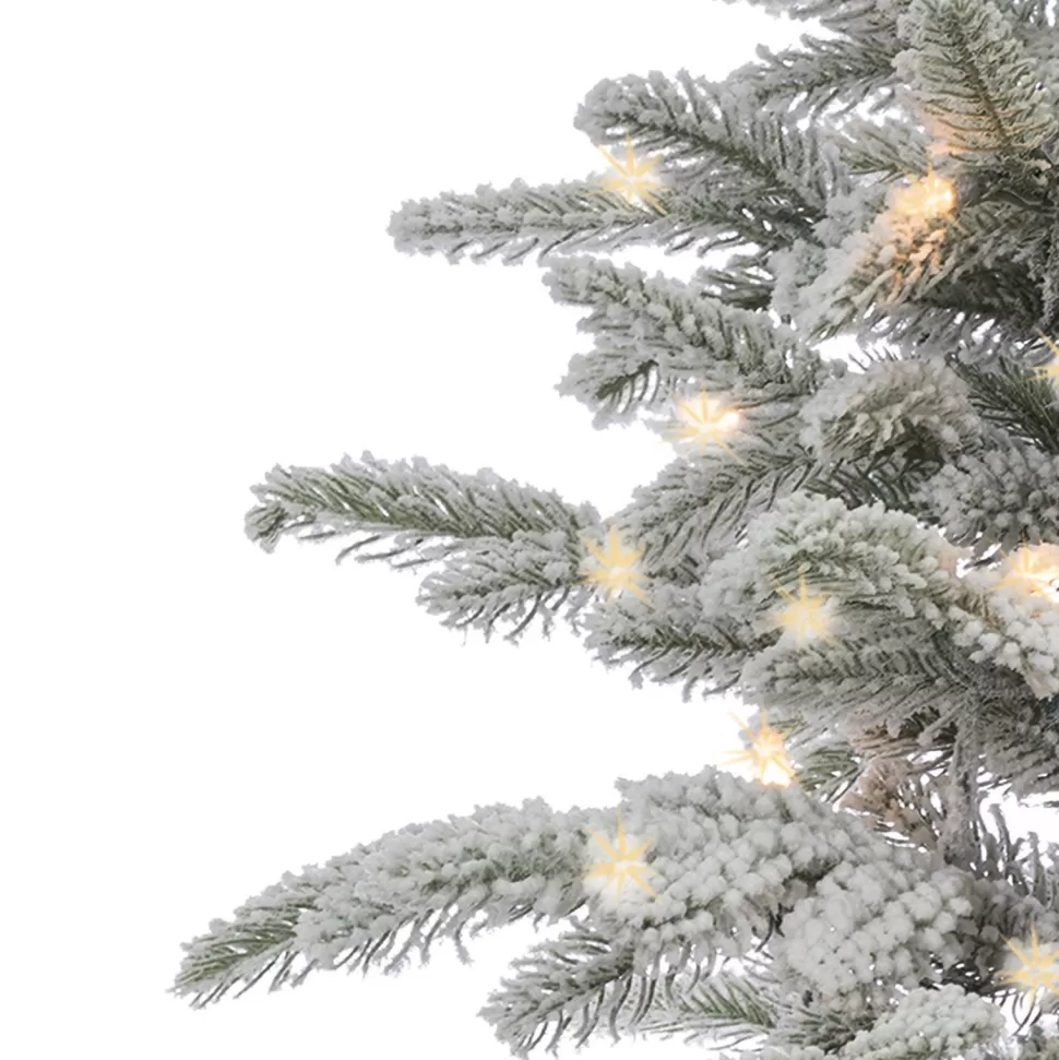 Online The Holiday Aisle Potted Natural Cut Flocked 4.5' Silver And Green Fir Trees Artificial Christmas Tree With 70 Clear White Light