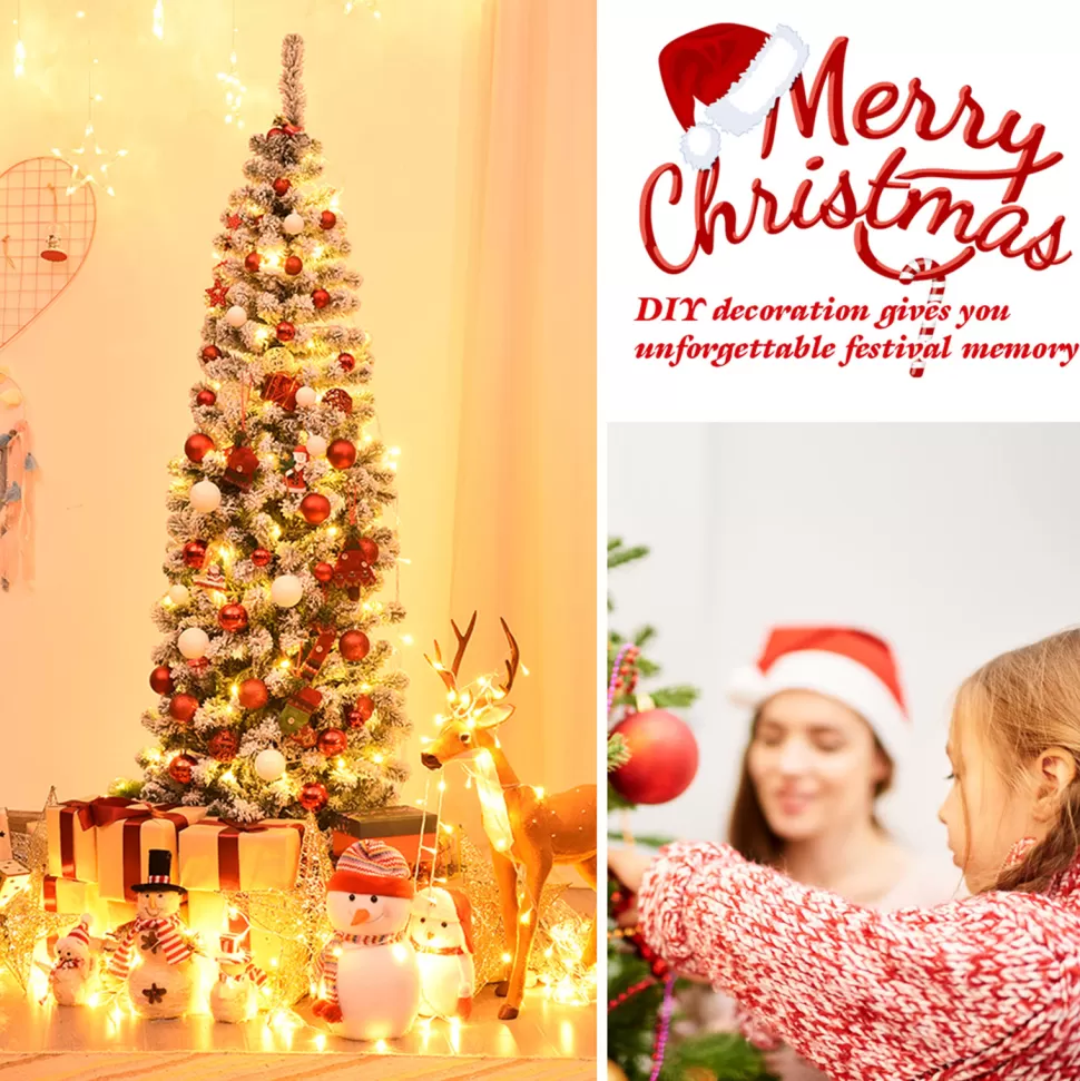 Online The Holiday Aisle Pre-Lit 6' Red/Yellow Pine Artificial Christmas Tree With 250 Clear/White Lights