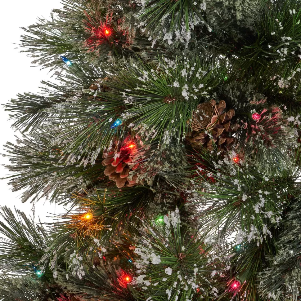 Online The Holiday Aisle Pre-Lit 7' Frosted Green Pine Artificial Christmas Tree With 900 Multi-Colored Lights