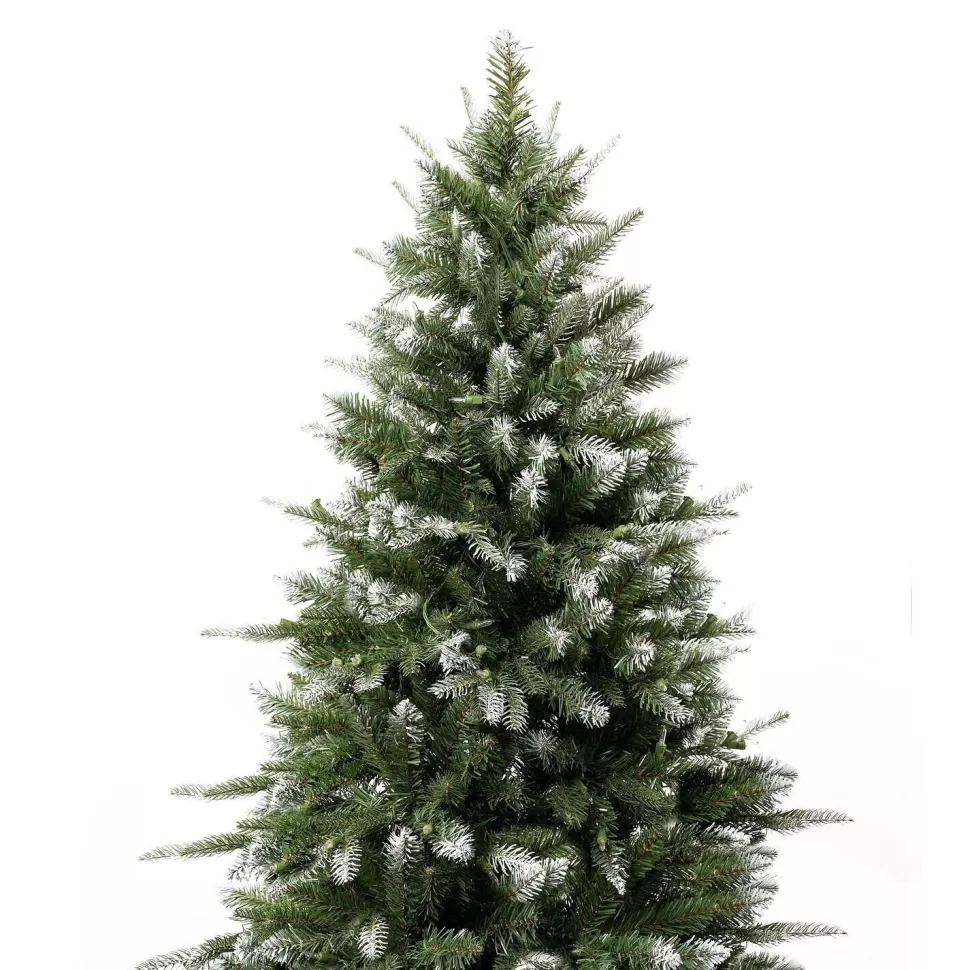Outlet The Holiday Aisle Pre-Lit Artificial Fir Christmas Tree, White Tip Warm Lighted Christmas Tree With Stand & Foot Pedal